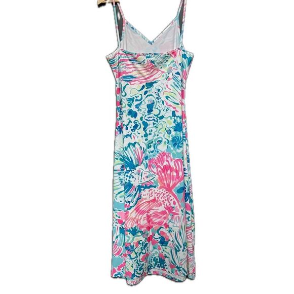Floral Sleeveless Size Medium Floral Maxi Dress - Pink and Blue Stretchy - Picture 2 of 8